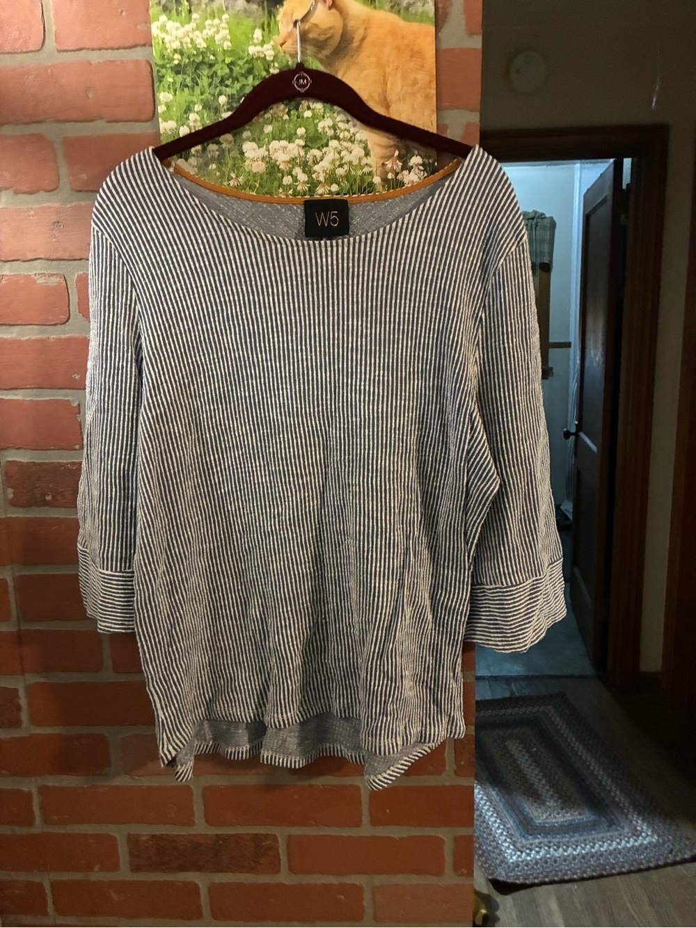 W5 Women's Navy & White Striped Boatneck Tunic